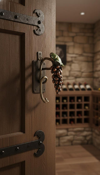 Hand Forged Iron Grapes Door Handle: Unusual Kitchen Decor