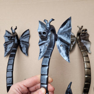Hand Forged Dragon Pull – Fantasy Metal Hardware – Rustic Medieval Decor – 4 Colors