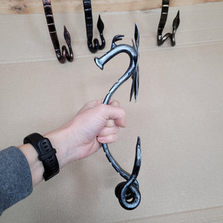 Hand Forged Dragon Door Handle: Wrought Iron Barn Door Decor