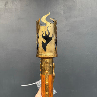 Medieval Wall Torch Sconce, Rustic Iron & Wood Flame Lantern, Gothic Wall Light, Viking Wall Decor, 3 Color Options