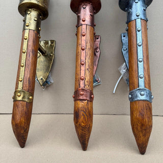 Medieval Wall Torch Sconce, Rustic Iron & Wood Flame Lantern, Gothic Wall Light, Viking Wall Decor, 3 Color Options