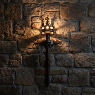 Hand-Forged Wrought Iron Torch Sconce: Medieval Gothic Wall Lamp