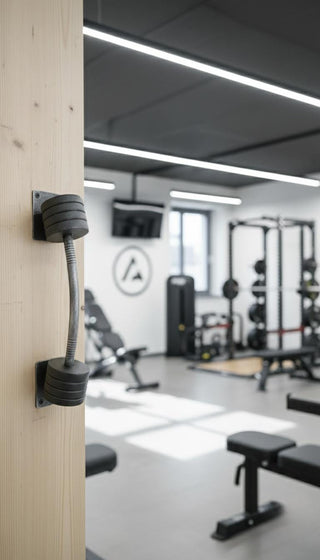 Forged Barbell Door Handle: Gym Decor, Wrought Iron Pull