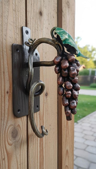Hand Forged Iron Grapes Door Handle: Unusual Kitchen Decor