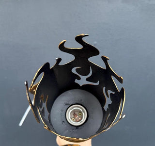 Medieval Wall Torch Sconce, Rustic Iron & Wood Flame Lantern, Gothic Wall Light, Viking Wall Decor, 3 Color Options