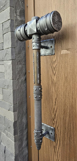 Forged Iron Hammer Door Handle: Metal Gate/Barn Door Pull (26")