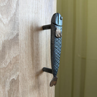 Fish Cabinet Pull, Hand Forged Iron Drawer Handle, Rustic Coastal Furniture Hardware