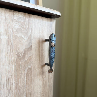 Fish Cabinet Pull, Hand Forged Iron Drawer Handle, Rustic Coastal Furniture Hardware