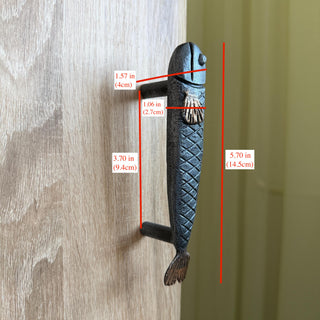 Fish Cabinet Pull, Hand Forged Iron Drawer Handle, Rustic Coastal Furniture Hardware