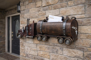 Truck Mailbox, Wall Mounted Semi Truck Design, Handmade Metal Outdoor Decor