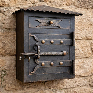 Rustic Forged Iron Mailbox with Roof – Handmade