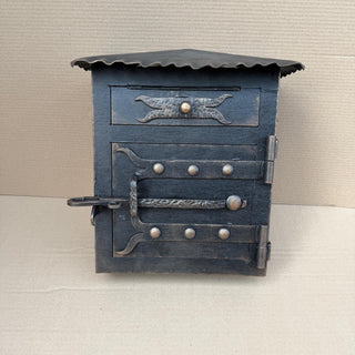 Rustic Forged Iron Mailbox with Roof – Handmade
