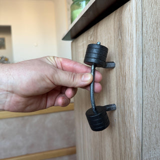 Dumbbell Door Handle – Forged Iron Gym Style Cabinet Pull