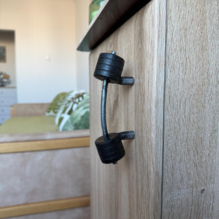 Dumbbell Door Handle – Forged Iron Gym Style Cabinet Pull