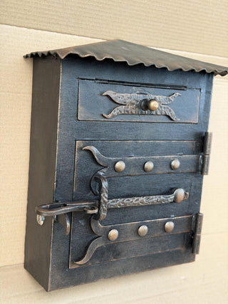 Rustic Forged Iron Mailbox with Roof – Handmade