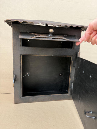 Rustic Forged Iron Mailbox with Roof – Handmade