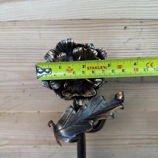 Hand Forged Poppy Door Handle – Rustic Floral Pull for Front Door