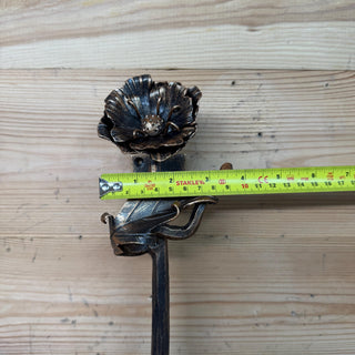 Hand Forged Poppy Door Handle – Rustic Floral Pull for Front Door