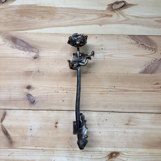 Hand Forged Poppy Door Handle – Rustic Floral Pull for Front Door