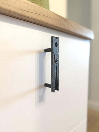 Clothespin Cabinet Handle – Rustic Metal Drawer Pull