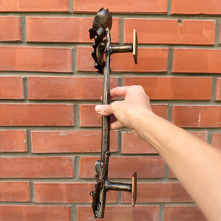 Hand Forged Poppy Door Handle – Rustic Floral Pull for Front Door