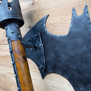 Hand Forged Gothic Double Wall Sconce, Medieval Bat Wing Wrought Iron Torch Light