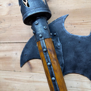 Hand Forged Gothic Double Wall Sconce, Medieval Bat Wing Wrought Iron Torch Light