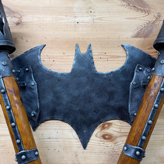 Hand Forged Gothic Double Wall Sconce, Medieval Bat Wing Wrought Iron Torch Light