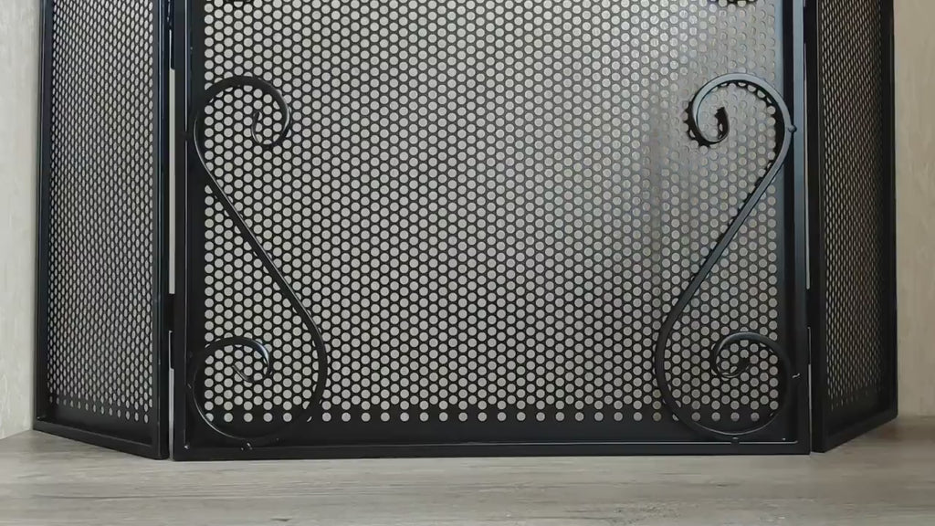 Handmade Metal Fireplace Screen: Folding Fire Shield, Fireplace Decor