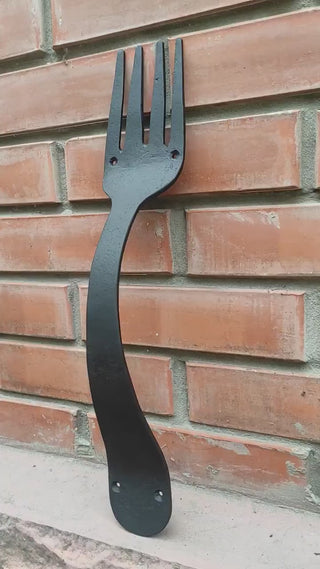 Hand Forged Fork Door Handle: Wrought Iron Metal Decor