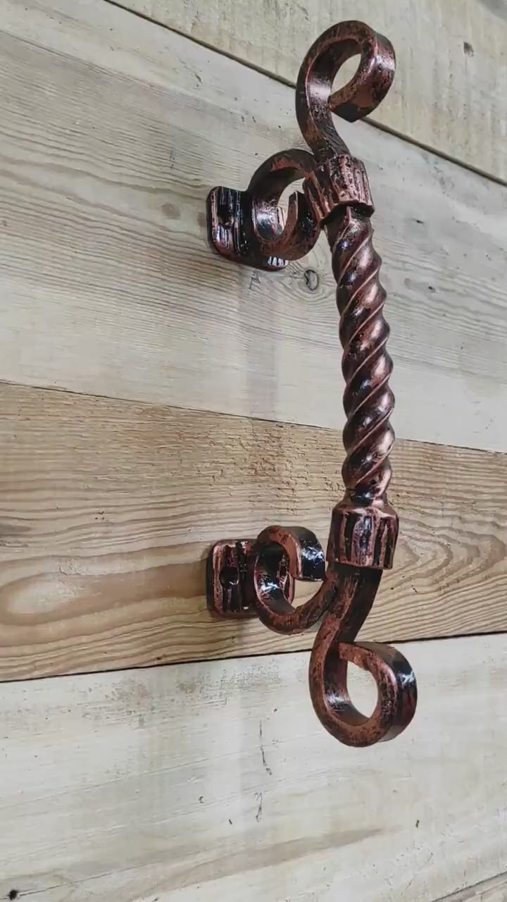 Hand Forged Barn Door Handle: Rustic Medieval Metal Hardware