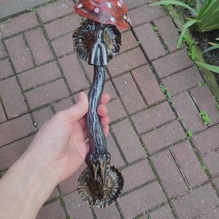 Hand-Forged Wrought Iron Mushroom Door Handle: Fairycore Rustic Decor