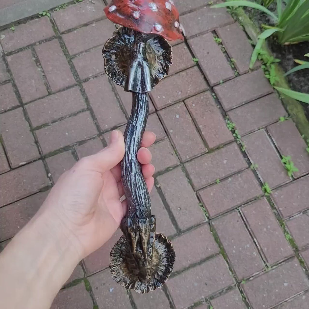 Hand-Forged Wrought Iron Mushroom Door Handle: Fairycore Rustic Decor