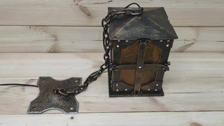 Metal ceiling light, Ceiling lantern, Wrought iron sconces, lantern centerpiece, Medieval lantern, Hand forged, Hanging light