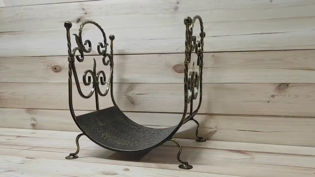 Log holder, Firewood storage, Firewood rack, Firewood basket, Metal basket for firewood, Storage basket, Wrought iron basket