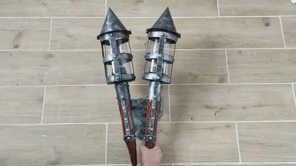Handmade Medieval Viking Torch: Outdoor Double Wall Sconce
