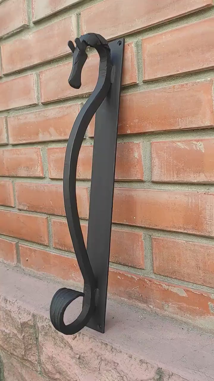Hand Forged Horse Door Handle: Wrought Iron Barn Decor