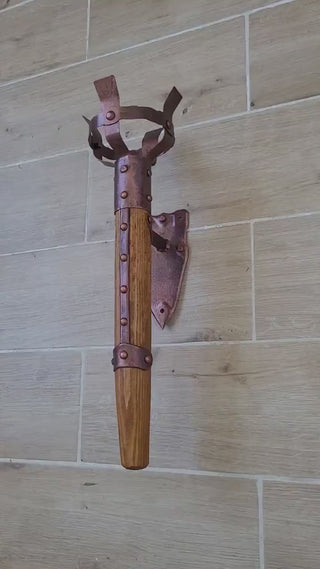 Hand Forged Wrought Iron Wall Sconce: Viking Medieval Torch