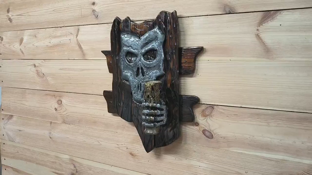 Handmade Skull Wall Sconce: Halloween Scream Lighting