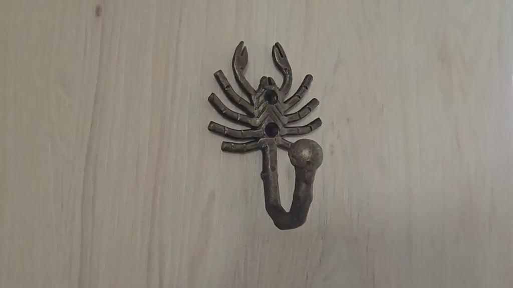 Handmade Scorpion Iron Wall Hook: Rustic Metal Robe Hook