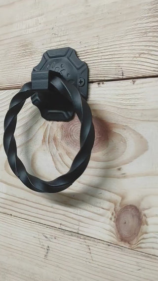 Hand Forged Wrought Iron Door Knocker - Twisted Ring Handle