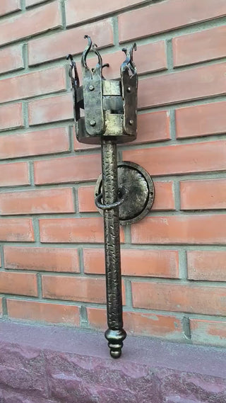 Hand Forged Metal Viking Torch Wall Sconce
