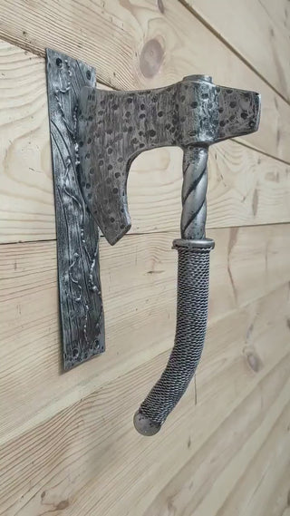 Forged Iron Axe Door Handle: Viking Barn Door Pull