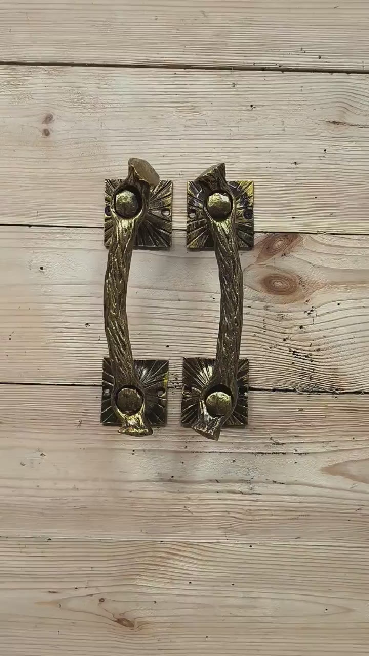 Barn door handle, A pair of door handles Branches, Metal door pull