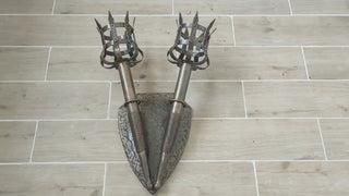 Wrought Iron Double Torch Wall Sconce: Medieval Viking Lantern