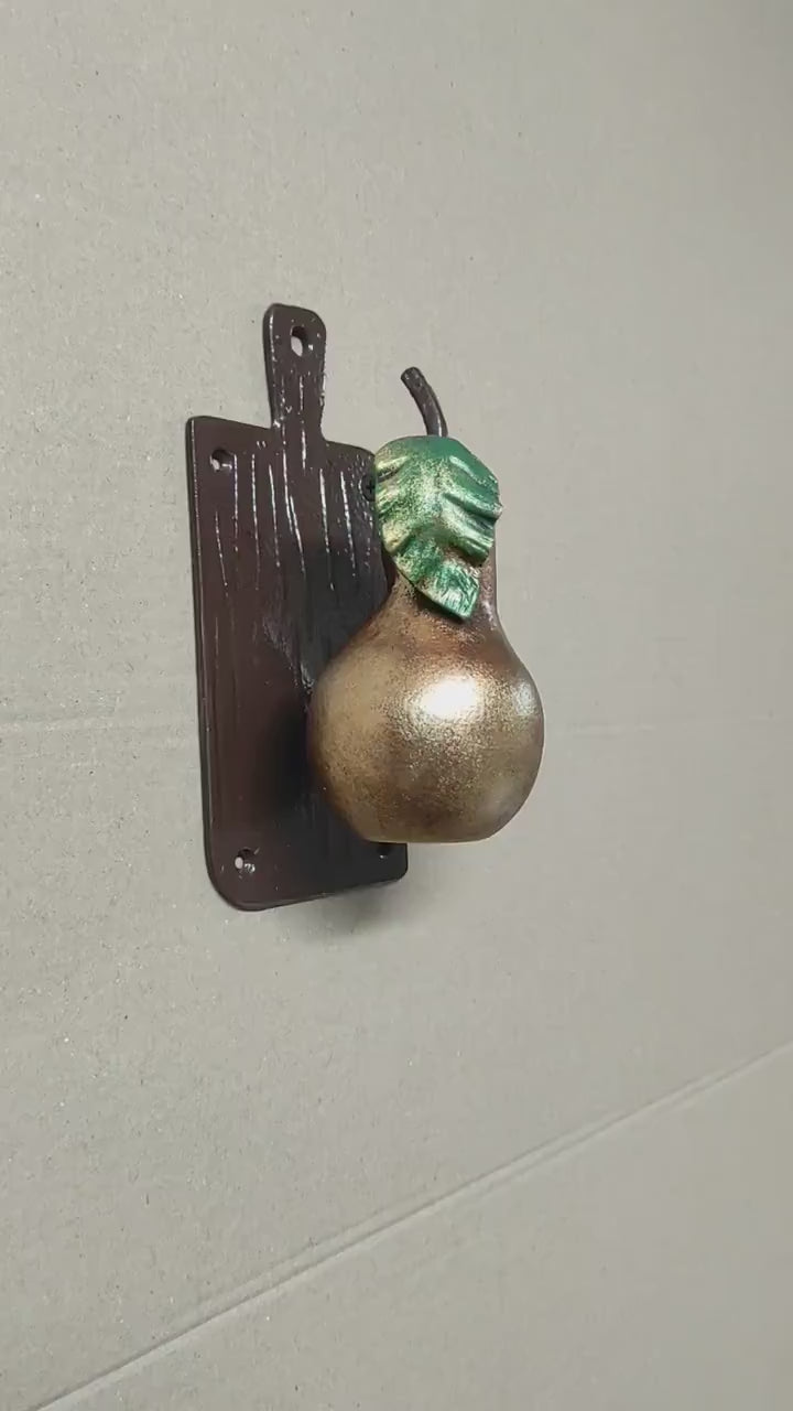 Fruit Knob Kitchen, Pear door handle, Unusual door decor, Iron Door Pull