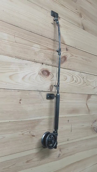 Hand Forged Fishing Rod Door Handle: Unique Iron Barn Door Pull