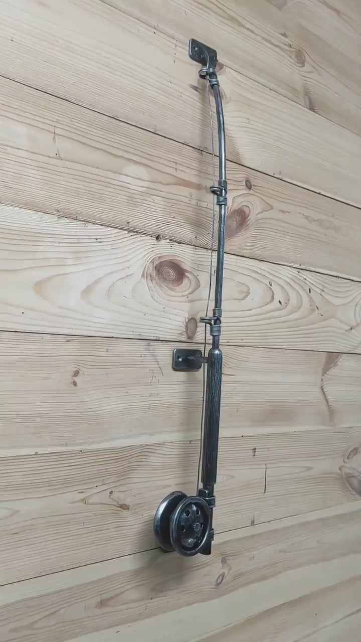 Hand Forged Fishing Rod Door Handle: Unique Iron Barn Door Pull