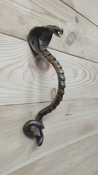 Hand Forged Cobra Door Handle: Metal Barn Door Pull