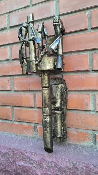 Handmade Forged Bronze Wall Sconce: Rustic Accent Light